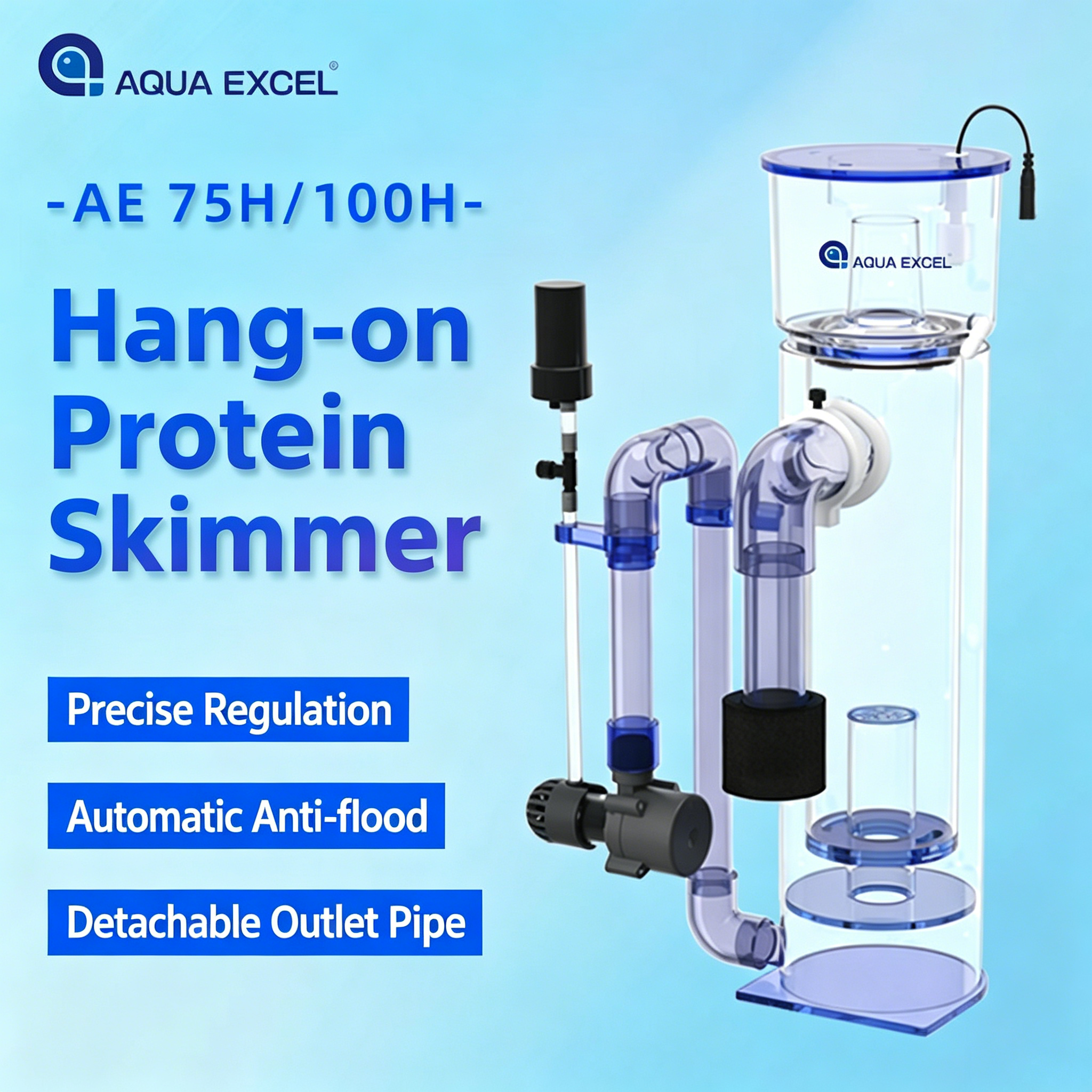 Protein Skimmer Hang On - AQUA EXCEL AE-75H/100H Skimmer Proteico DC
